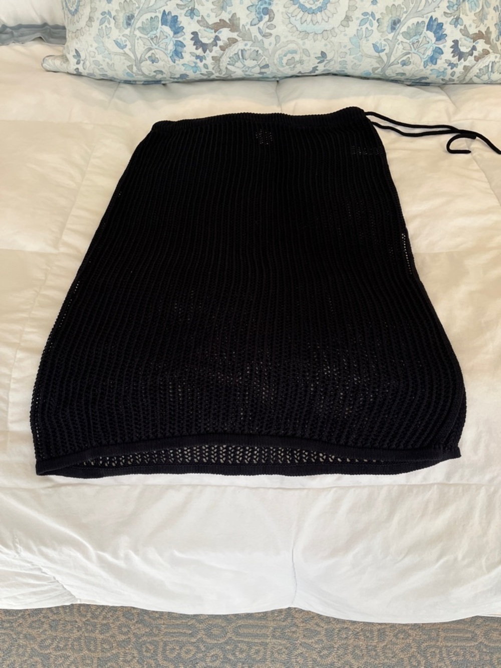 a new day Black Knit Drawstring Pencil bathing suit cover up